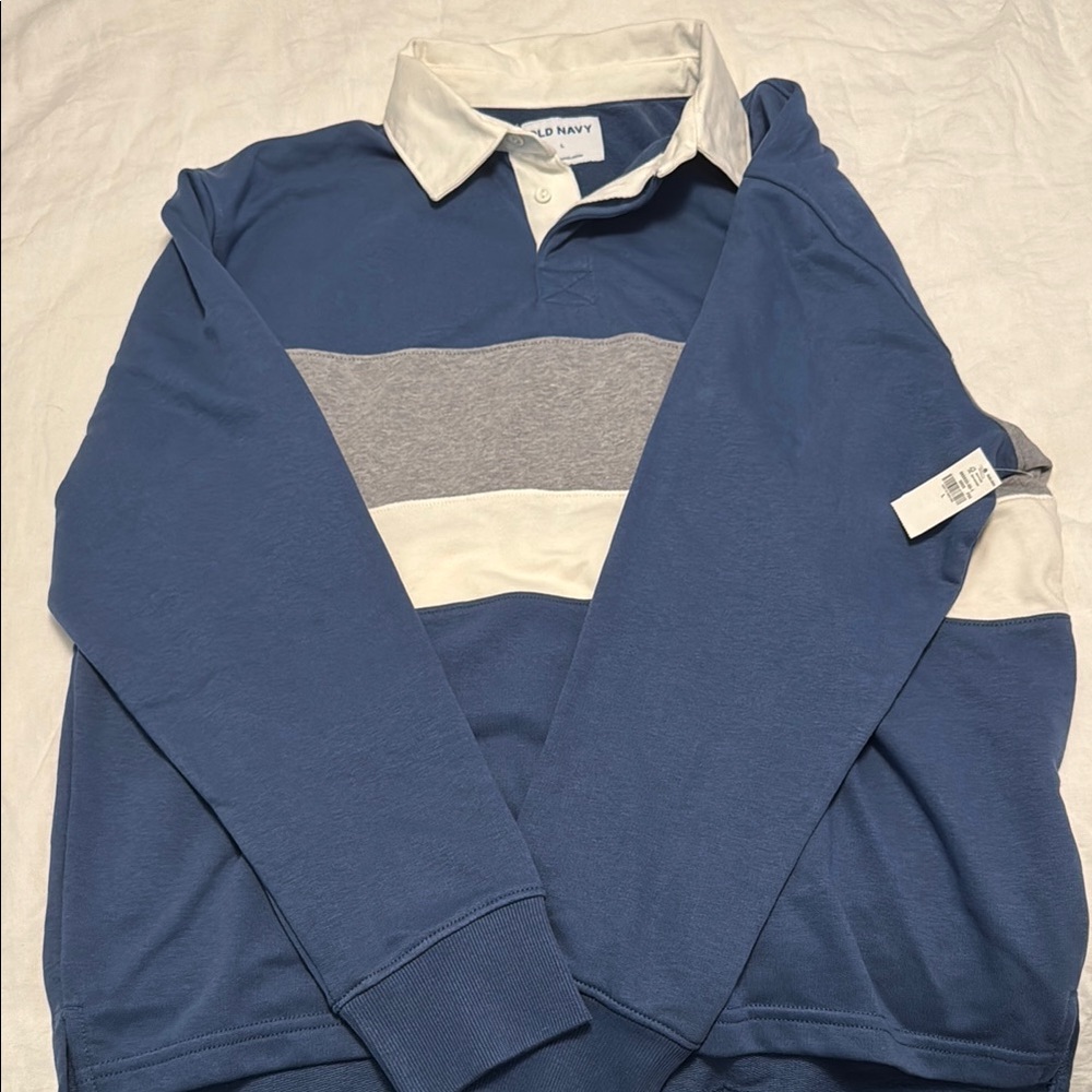 Old Navy Men's Blue and Gray Polo Shirt